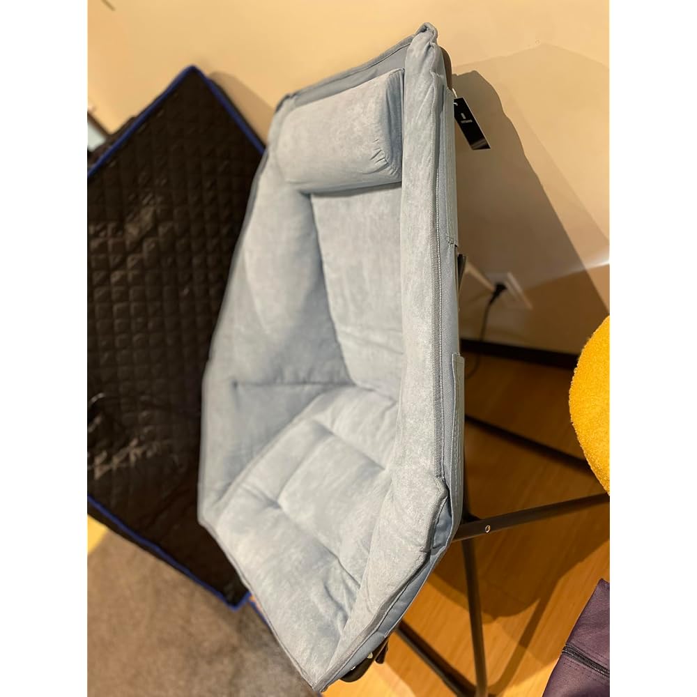 Hexagon Foldable Living Room Chair, Saucer Chair for Adults, Comfy Bedroom Lounge Chair, Moon Chair, Lazy Folding Chair for Dorm Rooms(Chair-Blue)