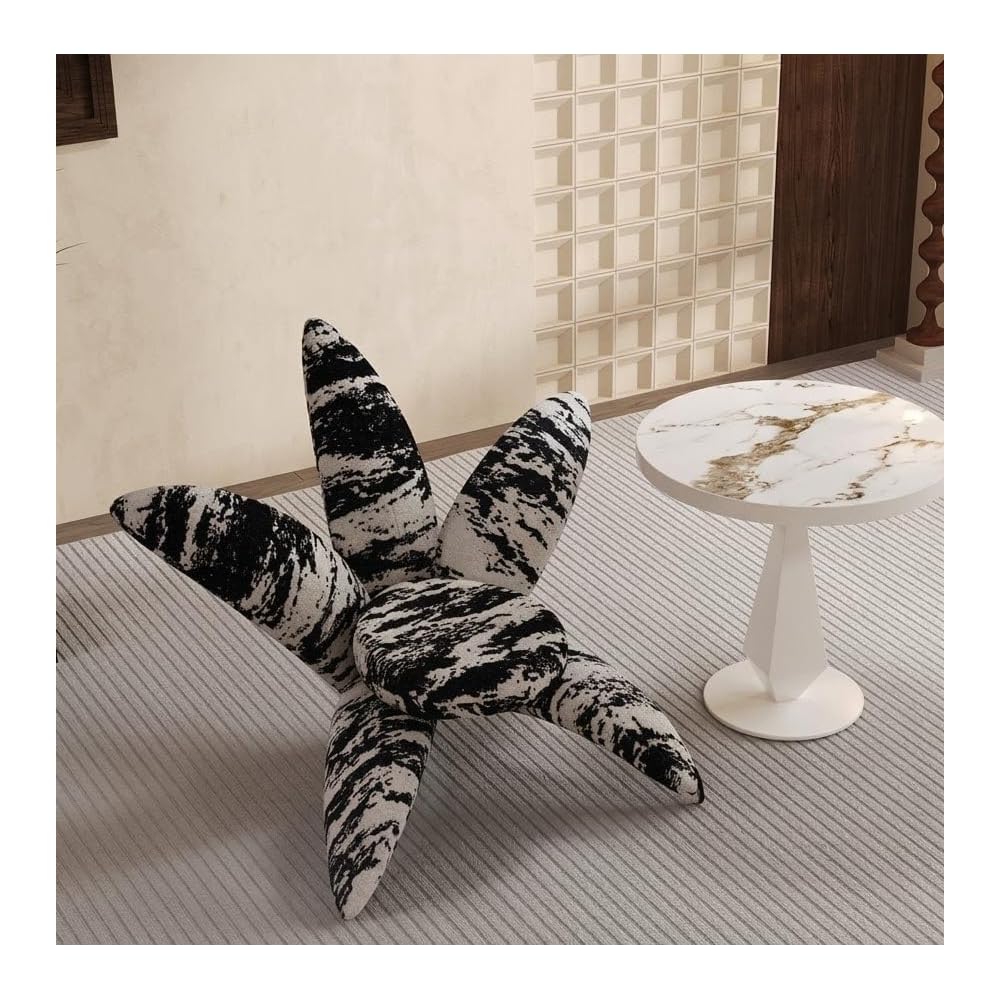 Black White Petal Accent Chair with Sculptural Upholstered Design