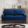 Modernes Samt-Loveseat-Sofa, gepolstertes 2-Sitzer-Sofa mit Holzbeinen, bequemes kleines Sofa für Wohnzimmer, Schlafzimmer und kleine Räume, Marineblau