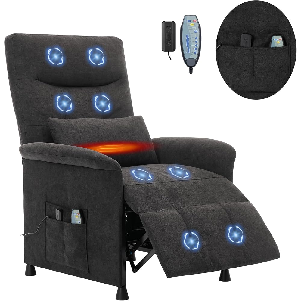 Power Recliner Chair for Adults - Electric Reclining Sofa with Side Pocket & Remote, Adjustable Recliner for Living Room or Home Theater Seating