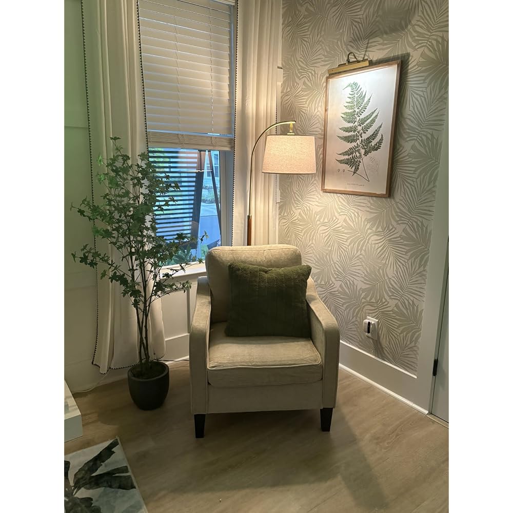 Akzentstuhl für das Wohnzimmer, Mid-Century-Modern-Lesesessel für das Schlafzimmer, gepolsterter Armlehnstuhl mit Seitentaschen, bequemes Einzelsofa für Büro, Wohnung, kleine Räume, Hellbraun