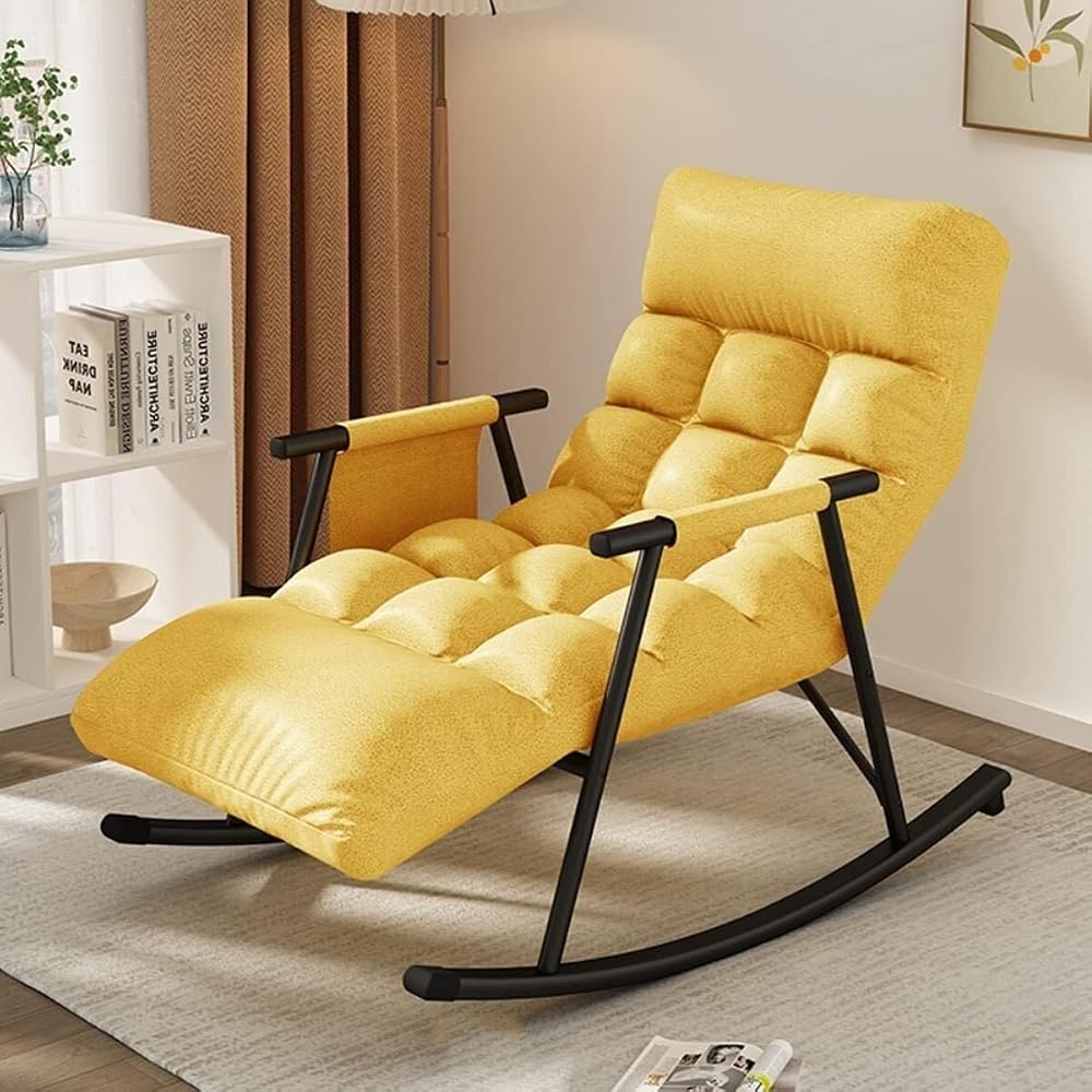 LSLYTQ Verstellbarer Indoor-Schaukelstuhl für Erwachsene – Bequemes Einzelsofa für Schlafzimmer, Wohnzimmer, Leseecke und Balkon – Wasserdichter Funktionsstoff-Sessel