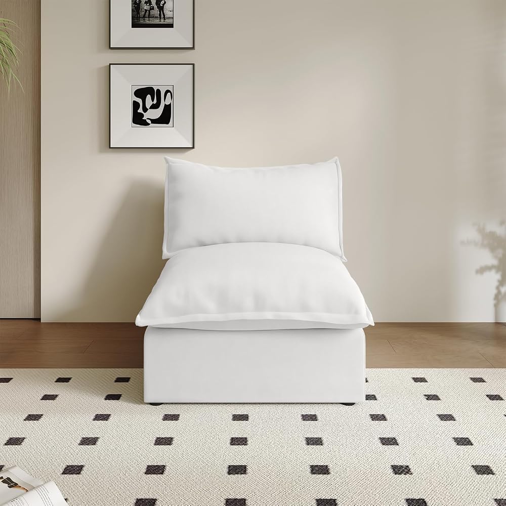Cloud Sectional Couches, Down Filled Sofa for Living Room,Modular Sofas Cloud Couch,Detachable Couch Covers,Cream White