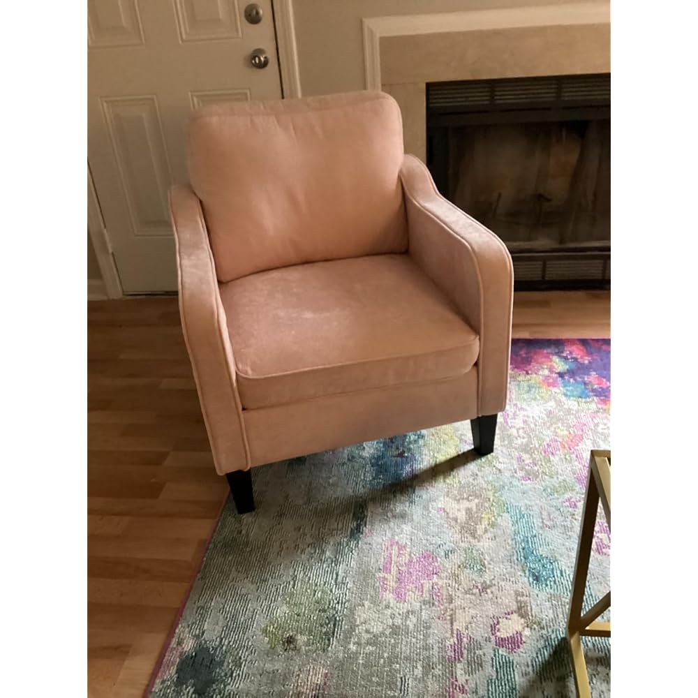 Akzentstuhl für das Wohnzimmer, Mid-Century-Modern-Lesesessel für das Schlafzimmer, gepolsterter Armlehnstuhl mit Seitentaschen, bequemes Einzelsofa für Büro, Wohnung, kleine Räume, Hellbraun