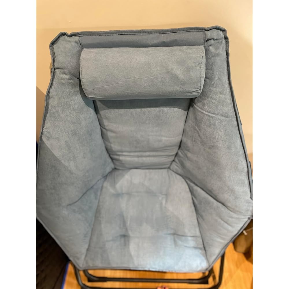 Hexagon Foldable Living Room Chair, Saucer Chair for Adults, Comfy Bedroom Lounge Chair, Moon Chair, Lazy Folding Chair for Dorm Rooms(Chair-Blue)