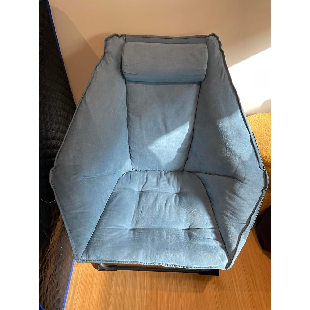 Hexagon Foldable Living Room Chair, Saucer Chair for Adults, Comfy Bedroom Lounge Chair, Moon Chair, Lazy Folding Chair for Dorm Rooms(Chair-Blue)