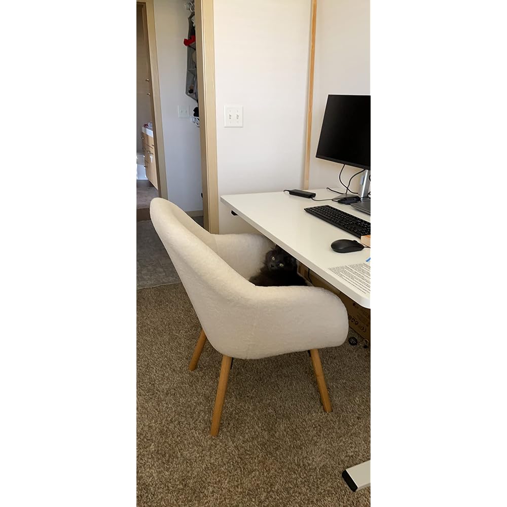 Take a Seat Charlotte Wingback Sherpa Accent Armchair 25.25" - Boho Transitional Boucle Lounge Chair for Office, Den, Living Room, Sherpa Cream