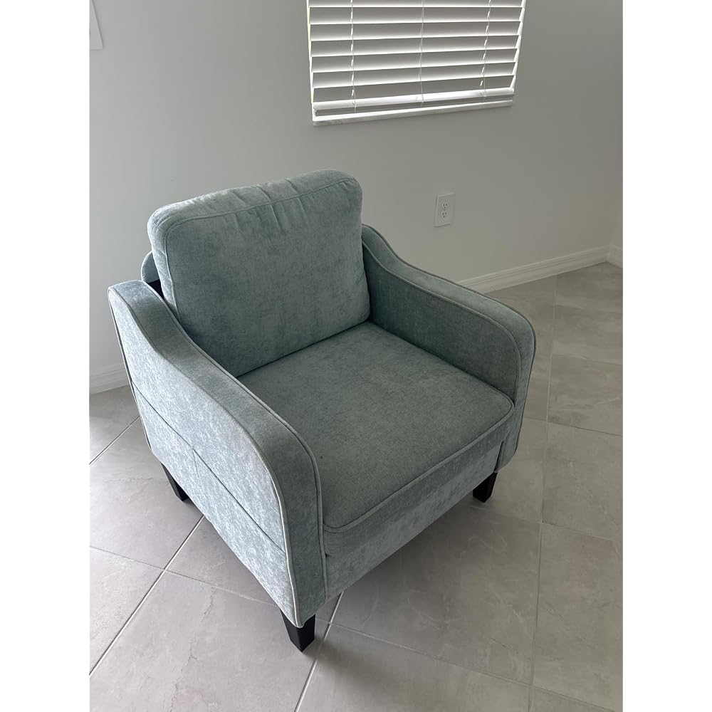 Akzentstuhl für das Wohnzimmer, Mid-Century-Modern-Lesesessel für das Schlafzimmer, gepolsterter Armlehnstuhl mit Seitentaschen, bequemes Einzelsofa für Büro, Wohnung, kleine Räume, Hellbraun