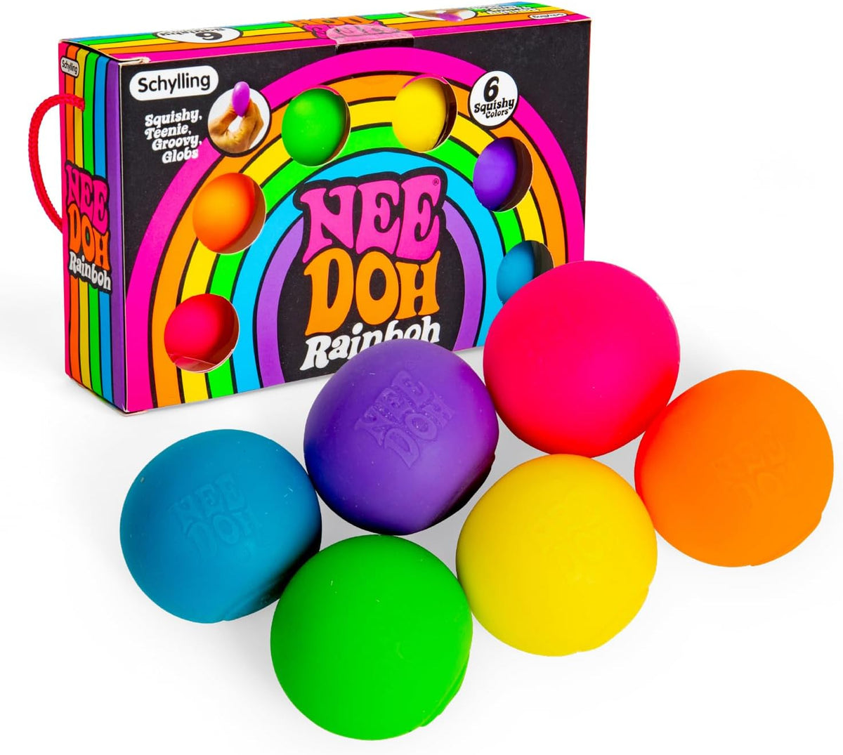 Schylling NeeDoh Rainboh Teenie Sinnesspielzeug, 6er-Pack