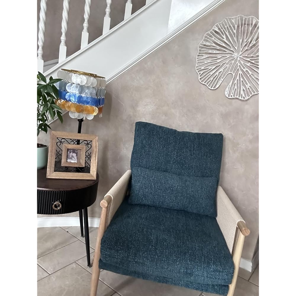 Cozy Accent Chair Braid Arms, Beige