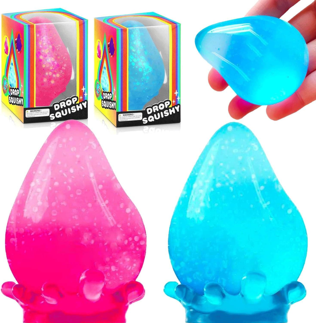 Dream 2er-Pack Squishy-Stressabbaubälle – sensorisches Zappelspielzeug aus Silikon für Kinder und Erwachsene (blau und rosa)
