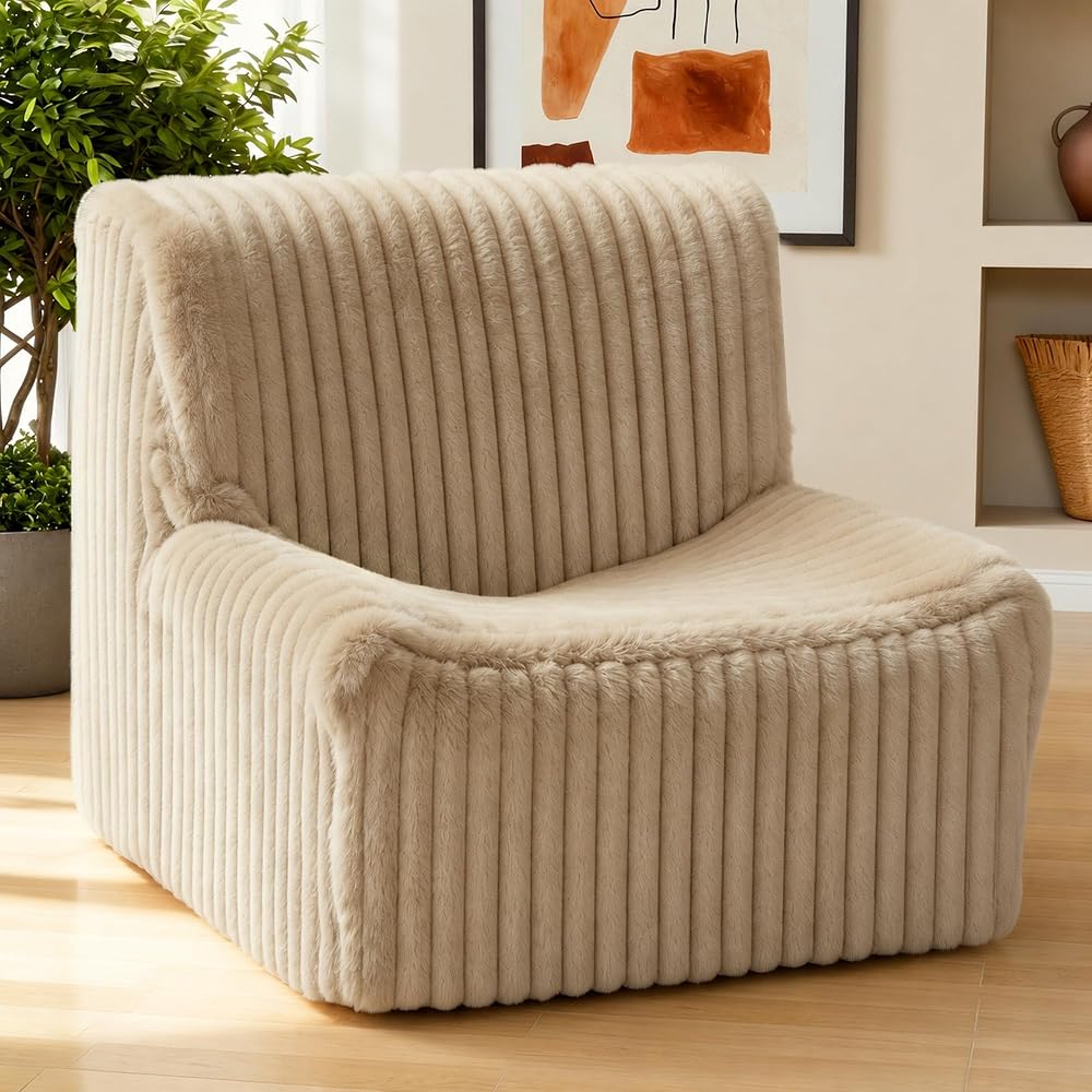 32'' Armless Accent Chair, Boneless Space-Saving Reading Chair