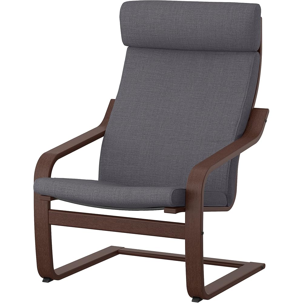 POÄNG Sessel, braun/Skiftebo dunkelgrau