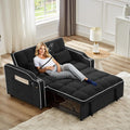 Schlafsofa mit Handyhalterung, modernes 3-in-1 ausziehbares Samt-Futon-Sofa mit USB- & Typ-C-Anschluss & Getränkehalter für Wohnzimmer, Schlafzimmer und Büro