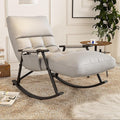 High Back Metal Rocking Chair - Modern Glider Armchair for Living Room & Bedroom, 440Lbs Capacity, Stylish Grey with Black Feet, Comfortable Rocker Chair