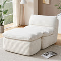 Sitzsack-Sessel, Loungesessel mit abnehmbarem Fußhocker für Erwachsene, bequemes Stoff-Schlafsofa mit Memory-Schaum, Rückenlehne für Wohnzimmer, Büro, Schlafzimmer, Beige