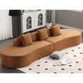 130.5" Curved Sofa for Living Room, Modern Minimalist Cloud Sectional Couch Oversized Compressed Boneless 3-Seater Deep Seat Sofa with 3 Throw Pillows, No Assembly Needed, Brown