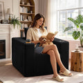 34" Boneless Couch Single Sofa, Small Couches for Small Spaces, Corduroy Couch Chair with Cup Holder & Storage Pocket, Cloud Chair with Pillow for Living Room & Office, No Assembly Required