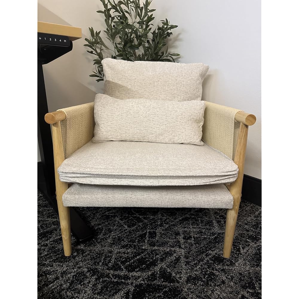 Cozy Accent Chair Braid Arms, Beige