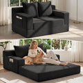 Ausziehbares Schlafsofa, kleines rahmenloses Sofa & rahmenloser Zweisitzer, ausziehbare Couch für kleine Räume, hochwertiges, luxuriöses Klapp-Futon aus Kordsamt mit Seitentasche & 2 Kissen, keine Montage erforderlich