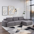 120" Modernes modulares L-förmiges Ecksofa, modulares rahmenloses Sofa ohne Montage, übergroßes 3-Sitzer-Cloud-Sofa mit tiefer Sitzfläche und beweglichem Hocker für das Wohnzimmer – Cordbezug, Grau