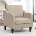 Accent Chair for Living Room, Mid Century Modern Reading Chair for Bedroom, Upholstered Armchair with Side Pockets, Comfy Single Sofa Side Chair for Office, Apartment, Small Room, Light Brow