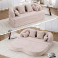 2-in-1 Foldable Sofa Bed with Curved Backrest for Small Spaces (Apricot)