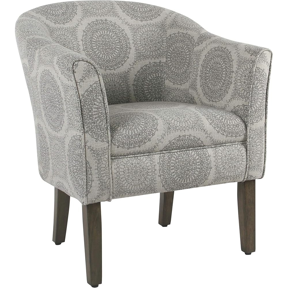 Barrel Accent Chair - Grey Medallion