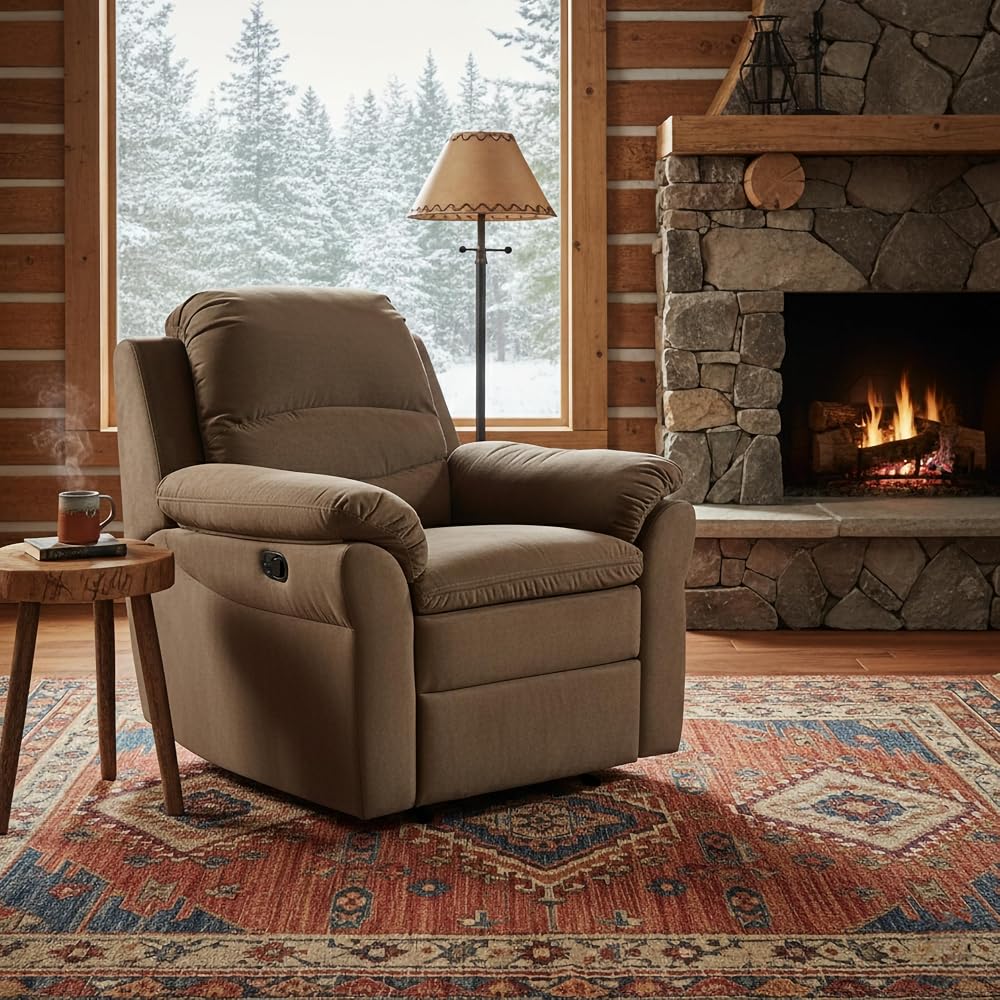 Felix Collection Contemporary Electric Recliner Chair with USB Charging Port and Gentle Lower Lumbar Massager for Living Room, Home Theater or Bedroom, Tawny Brown