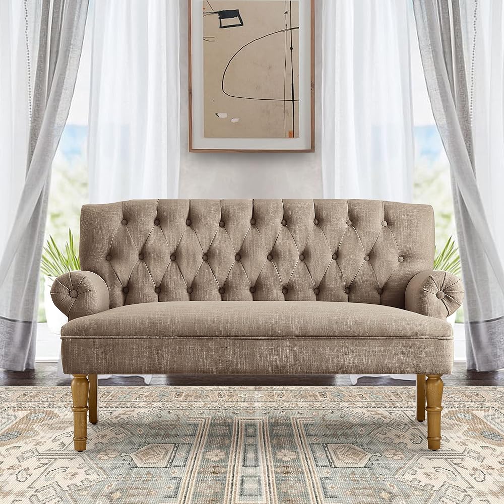 Celino Loveseat Sofa for Living Room - Couch in a Box, Linen, Brown