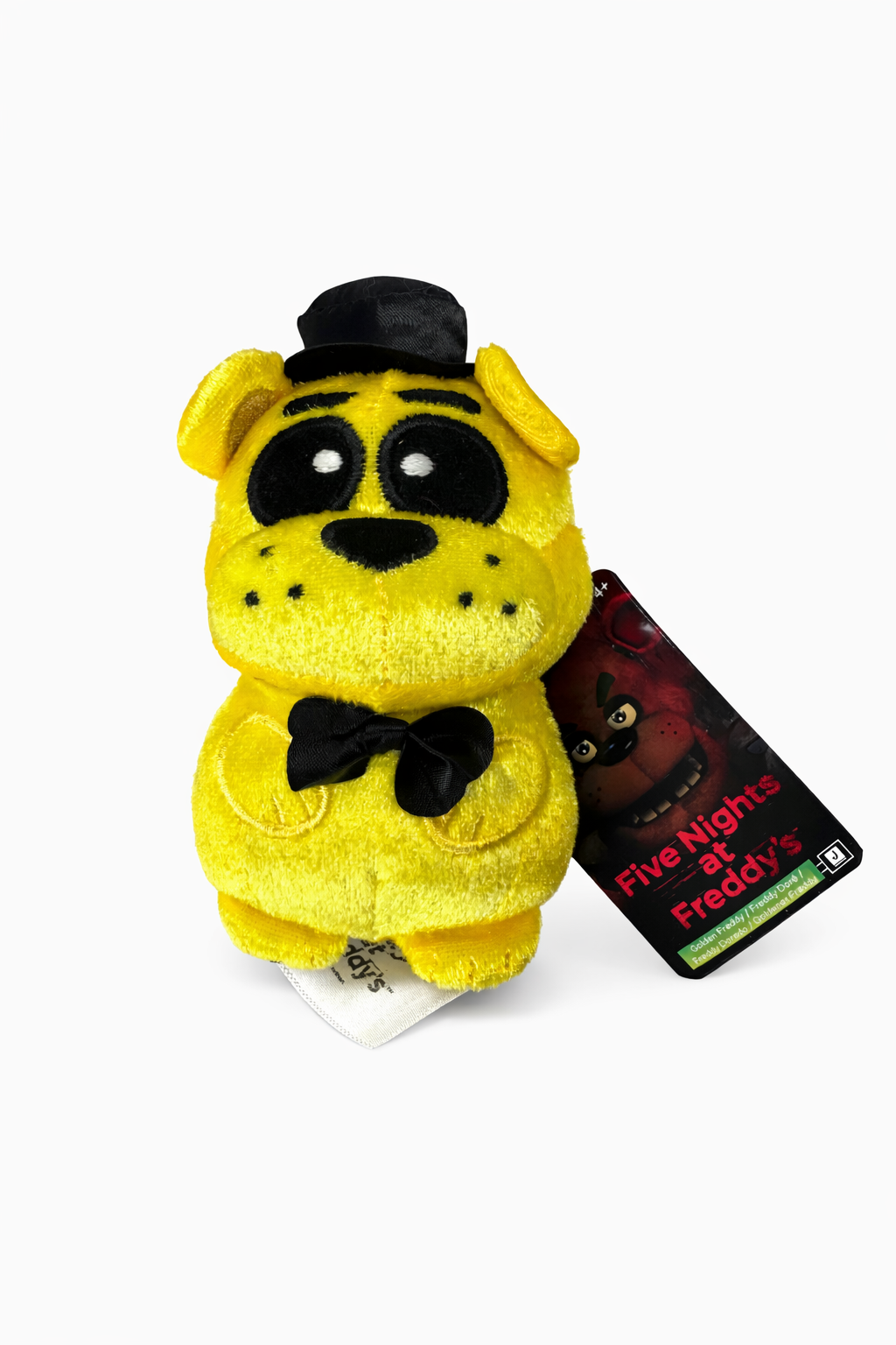 Fünf Nächte bei Freddy’s Golden Freddy 4-Zoll-Plüschtier – weicher gelber Bären-Plüschcharakter mit Hut und Fliege