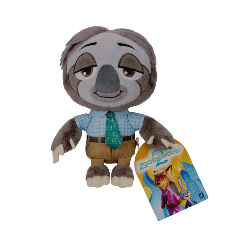 Disney Zootopia Flash Sloth 6-Zoll-Plüschtier – weicher Plüschcharakter mit Hemd und Krawatte für Kinder und Sammler