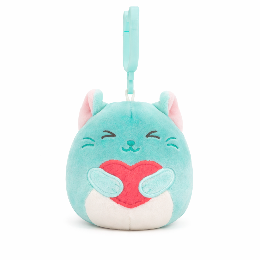 Squishmallows Val26 Katzen-Clip-Plüschtier – Weicher Clip-On-Plüsch zum Valentinstag, verschiedene Stile