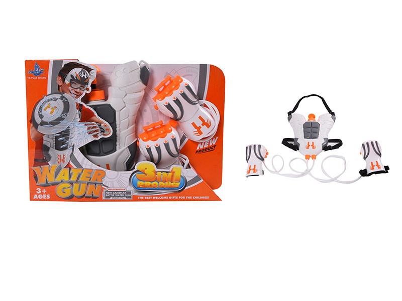 TOYSPI Wasserpistolen-Rucksack-Blaster-Set – 3-in-1-Arm-Wasserwerfer mit Reservoir zum Spielen im Freien