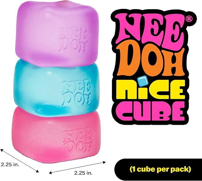 Schylling NeeDoh Nice Cube – Sensorisches Quetschspielzeug mit superfestem Squish – 2,25″ Würfel