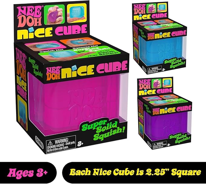 Schylling NeeDoh Nice Cube – Sensorisches Quetschspielzeug mit superfestem Squish – 2,25″ Würfel