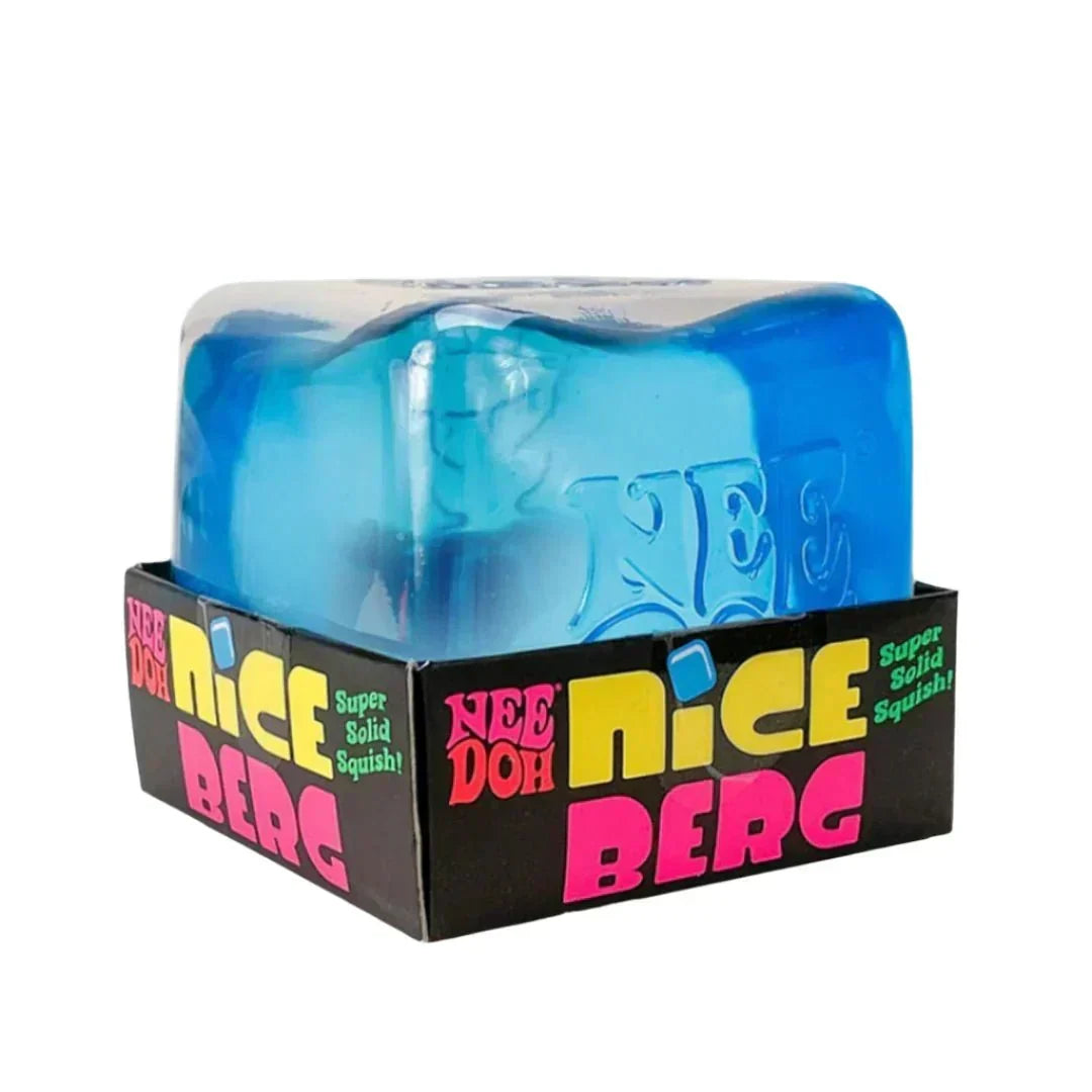 Nee Doh Nice Berg Jumbo Nice Cube 3,5 Zoll Squish Ball Zappelspielzeug – Blau
