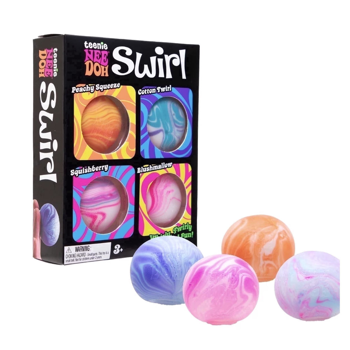Nee Doh Teenie Swirl 1,5 Zoll Squish Ball Zappelspielzeug – 4er-Set
